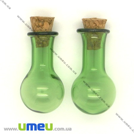 Стеклянная баночка Шар, Зеленая, 14х25 мм (DIF-006700)