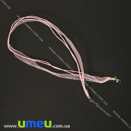 Основа на шию (органза та вощений шнур), 42 см, Рожева (OSN-001364)