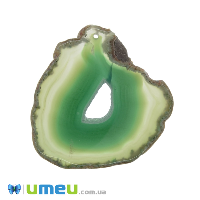 Зріз Агата, Зелений, 64х61 мм, УЦІНКА (POD-009345)