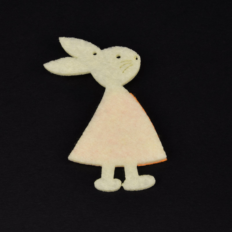 Декоративное изделие из фетра Кролик, 8х5 см, Оранжевый (FLT-057299)