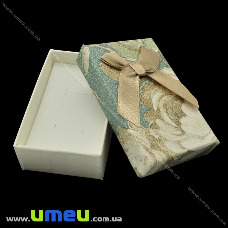 Подарункова коробочка Прямокутна з візерунком, 8х4,5х2,5 см, Бірюзова (UPK-023140)