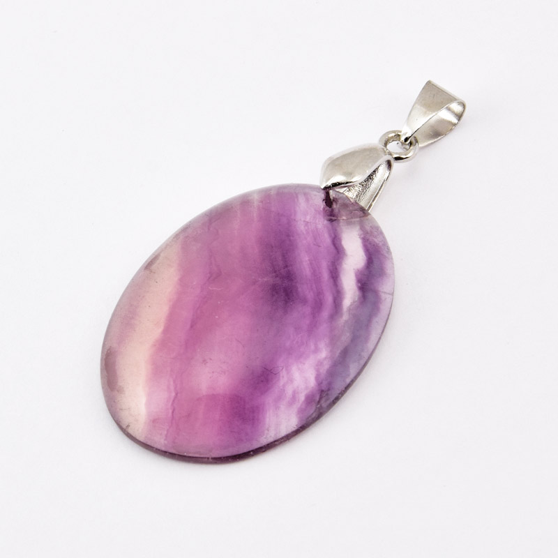 Підвіска Овал, Натур. камінь Флюорит, 30х22 мм (POD-058705)