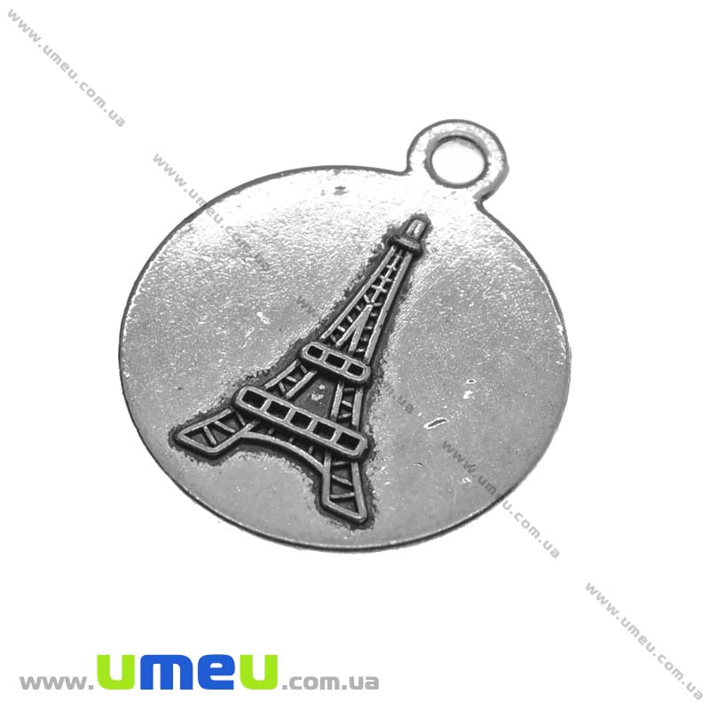Основа круглая с Ейфелевой башней, 26х22 мм, 18 мм, Античное серебро (OSN-013502)