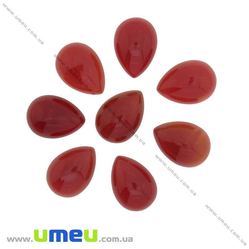 Кабошон нат. камінь Агат червоний, Крапля, 14х10 мм (KAB-012710)