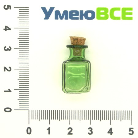 Стеклянная баночка Прямоугольная, Зеленая, 24х19 мм (DIF-006699)