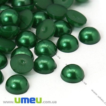 Полубусіна пластикова Перли, 6 мм, Кругла, Зелена (KAB-011809)
