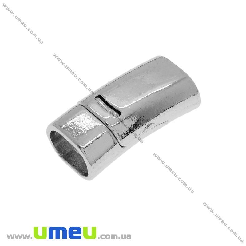 Замок магнітний для вклеювання шнура, Темне срібло, 26х13 мм (ZAM-028376)