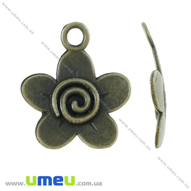 Підвіска метал. Квітка, 21х18 мм, Антична бронза (POD-021087)