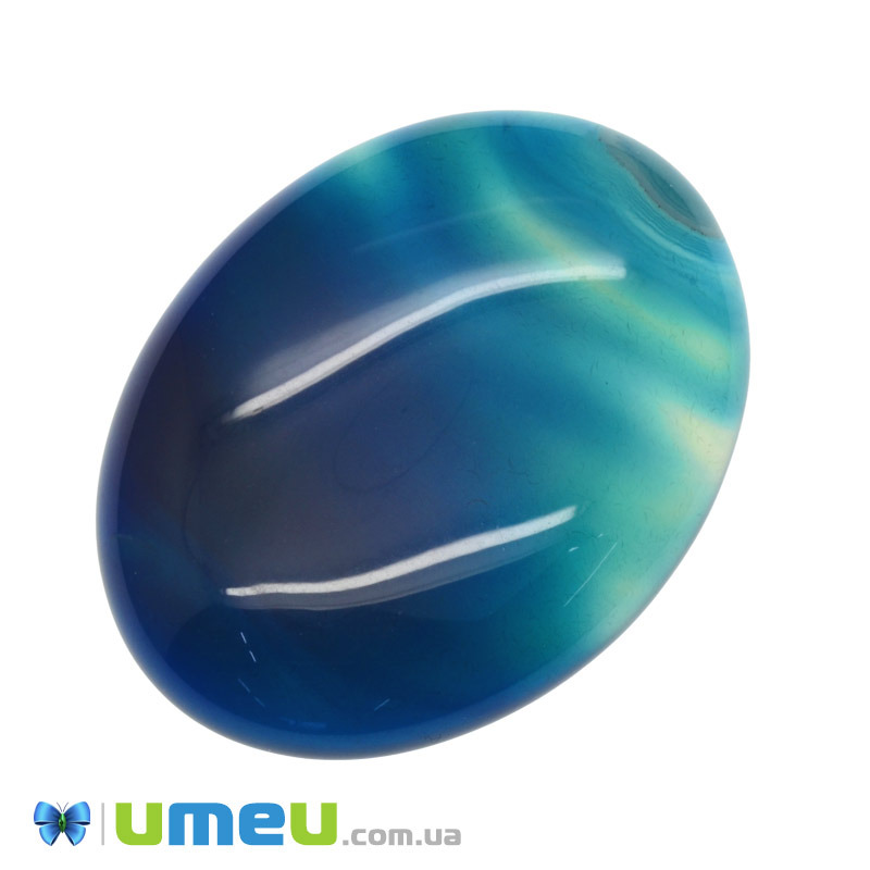 Кабошон нат. камінь Агат синій, Овал, 39,8 х29,5 мм (KAB-050593)