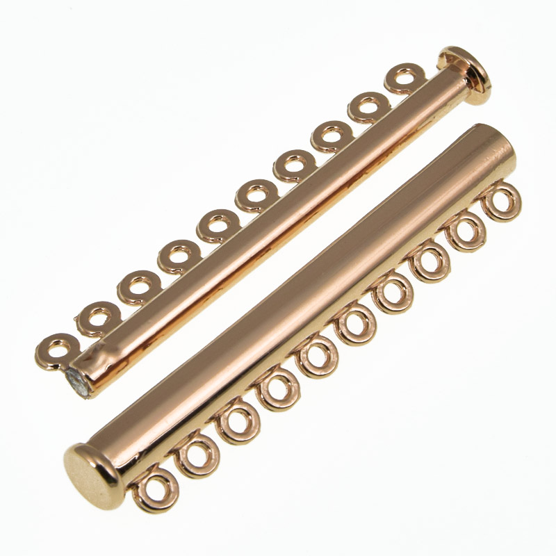 Магнитный замок-слайдер на 10 нитей, 2 сорт, Светлое золото, 56х13х7 мм (ZAM-056849)