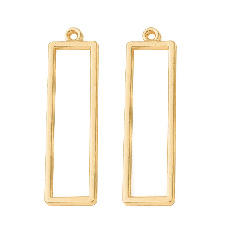 Підвіска метал. Прямокутник, Стійке покриття, 38х10 мм, Світле золото (POD-053530)