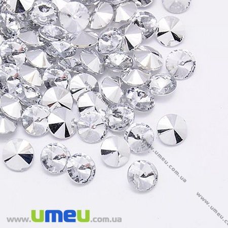 Ріволі пластиковий, Круглий гранований, 18 мм, Прозорий (KAB-009580)