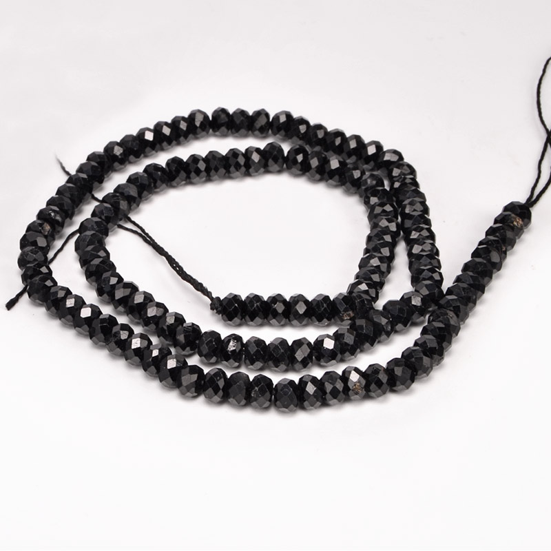 Бусины Шпинель черная, Натур. камень, 5х4 мм, Рондели (BUS-054318)