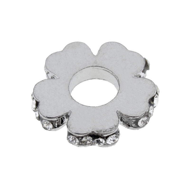 Намисто-розділювач мет. зі стразами, 12х2, 5 мм, Темне срібло (BUS-055805)