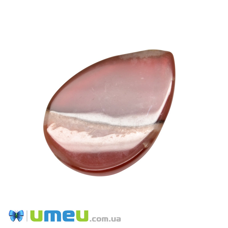 Кабошон нат. камінь Агат червоний, Крапля, 25,3 х18,2 мм (KAB-009428)