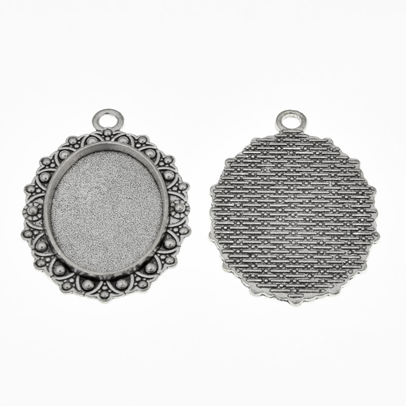 Основа овальна, 39х26 мм, 25х18 мм, Античне срібло (OSN-059448)