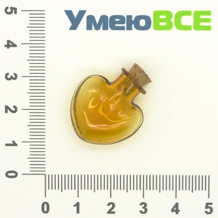 Стеклянная баночка Сердце, Коричневая, 26х22 мм (DIF-006688)