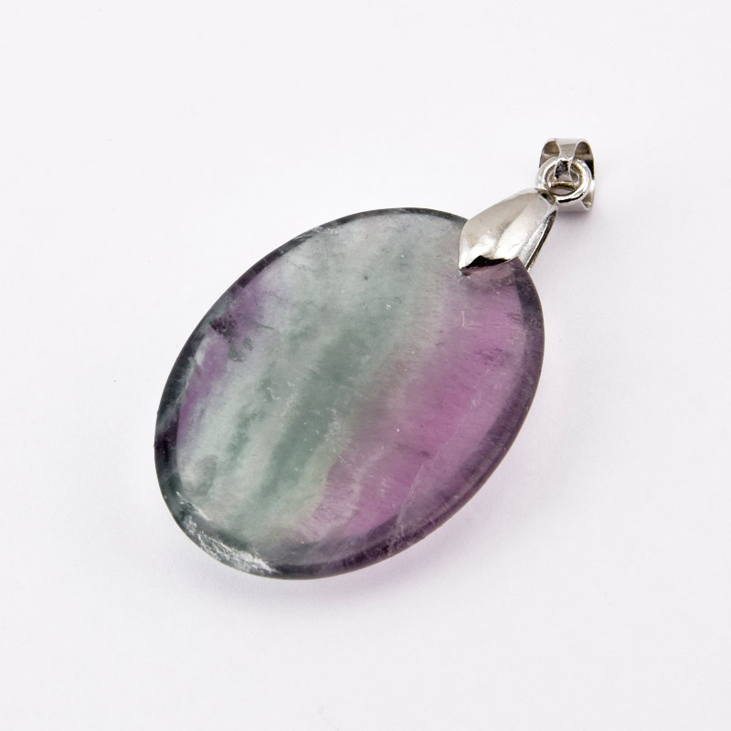 Підвіска Овал, Натур. камінь Флюорит, 30х22 мм (POD-058706)