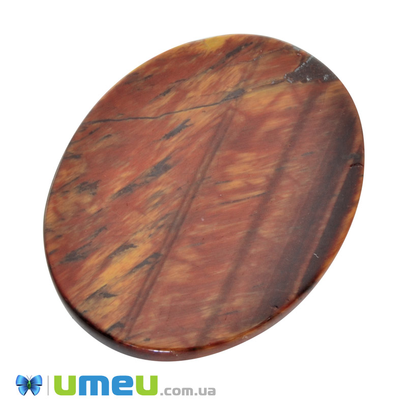 Кабошон нат. камень Бычий глаз, Овал, 40,2х30,2 мм (KAB-050584)