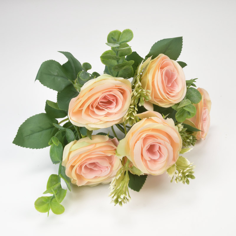 Букет троянд з добавками евкаліпта, 30 см, Персиковий (DIF-057648)
