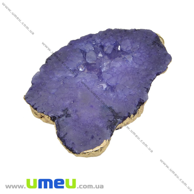 Подвеска из натурального камня, Друза агата, Фиолетовая, 63х37 мм (POD-034049)