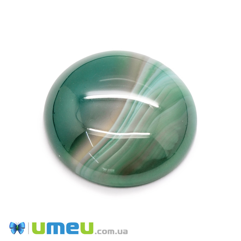 Кабошон нат. камінь Агат зелений, Круглий, 20,2 мм (KAB-049977)