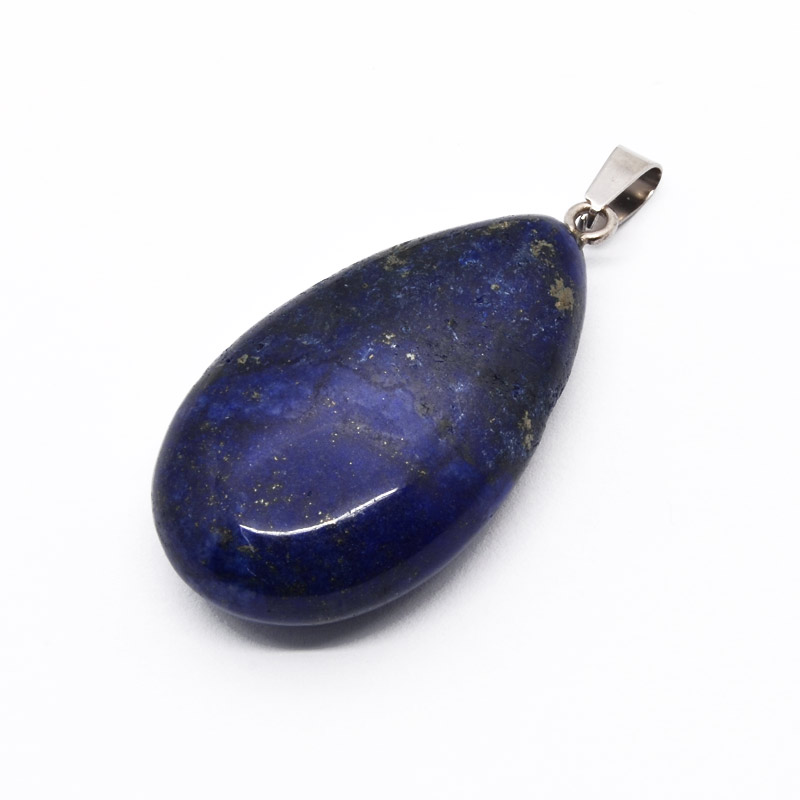 Підвіска Крапля, 2 гатунок, Натур. камінь Ляпіс Лазуріт, 44х24х12 мм (POD-054399)