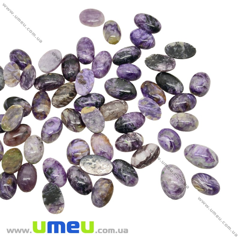 Кабошон нат. камень Чароит, Овал, 11х8 мм (KAB-028874)