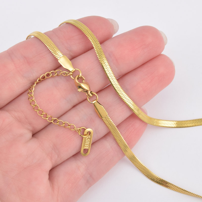 Основа на шею из нерж. ст. с удлинителем, Плетение Снейк 3 мм, Длина 40 см, Золото (STL-058330)