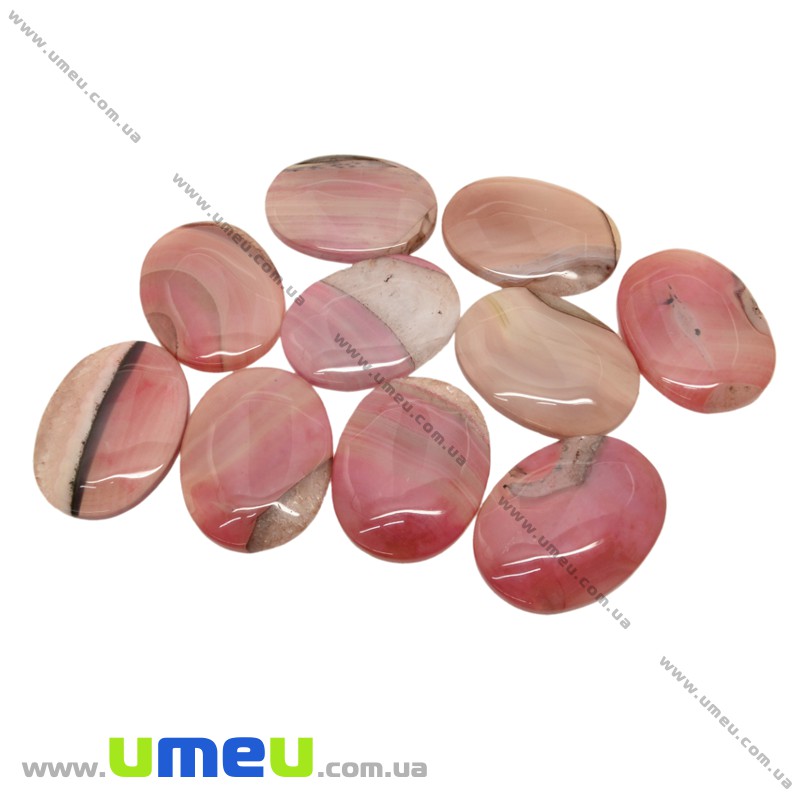 Кабошон нат. камінь Агат рожевий, Овал, 40х30 мм (KAB-026014)