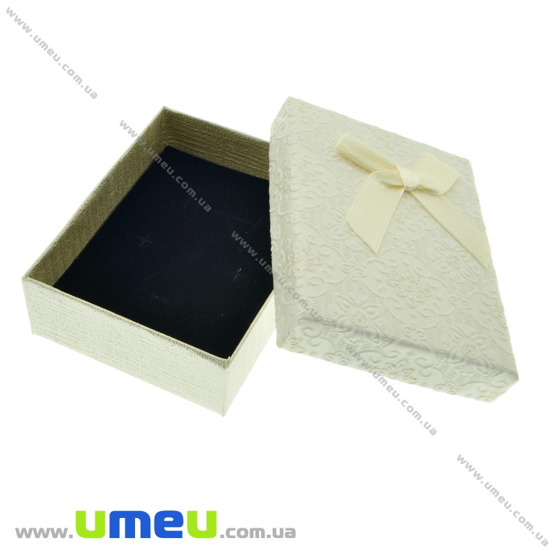 Подарункова коробочка Прямокутна з візерунком, 9х7х3 см, Кремова (UPK-023103)