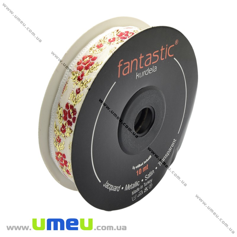 Тасьма Fantastic квіти троянди, 16 мм, Червона (LEN-010914)