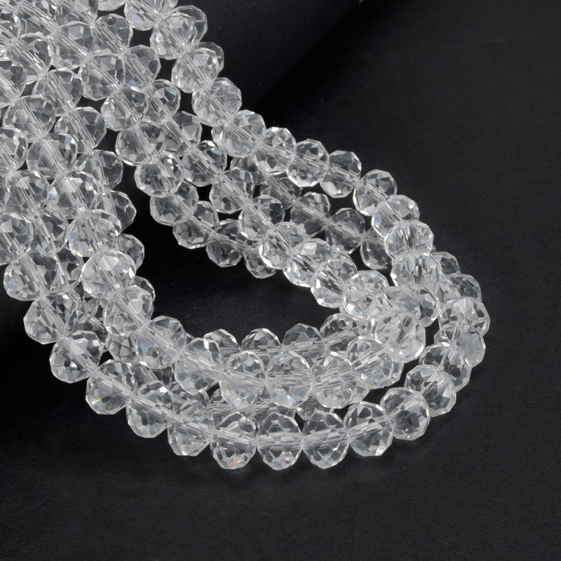 Намистини ронделі, 8х6 мм, Прозорі (BUS-057146)