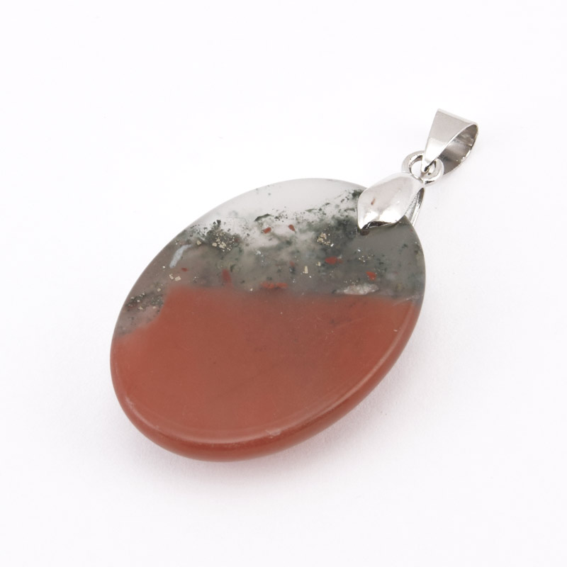 Підвіска Овал, Натур. камінь Геліотроп, 30х22 мм (POD-058726)