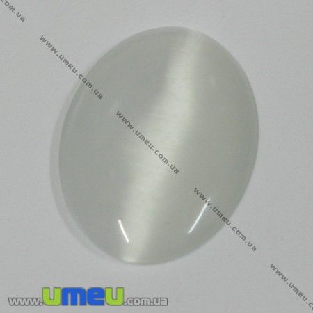 Кабошон Котяче око, 25х18 мм, Білий, Овал (KAB-008056)