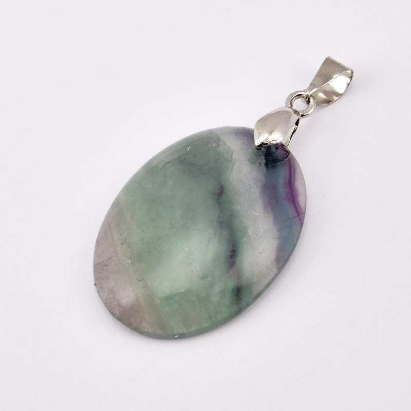Підвіска Овал, Натур. камінь Флюорит, 30х22 мм (POD-058708)