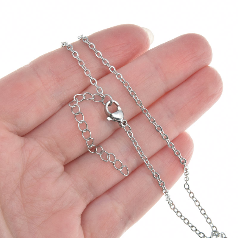 Основа на шию з нерж. ст. з подовжувачем, Темне срібло, 2 мм, 40 см (STL-058319)