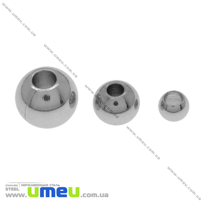 Намистина з нержавіючої сталі Кругла, 8х7 мм, Темне срібло (STL-036505)
