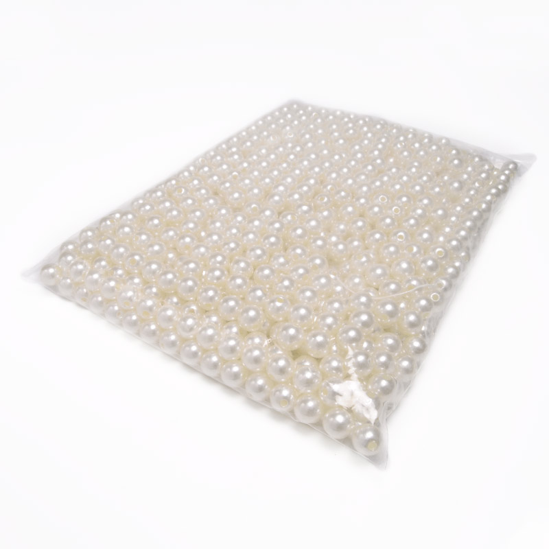 Намистини для сумок ОПТ, Пластикові, Круглі Перли, 10 мм, Кремові (BUS-054481)