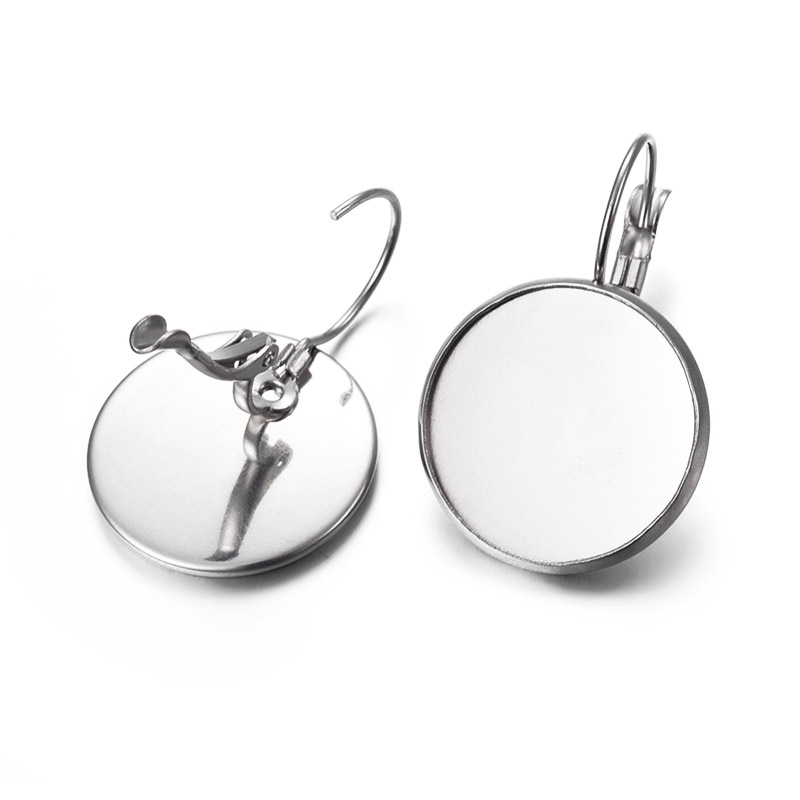 Швензи з нерж. сталі з майданчиком під кабошон 16 мм, 28х18 мм, Темне срібло (STL-060517)