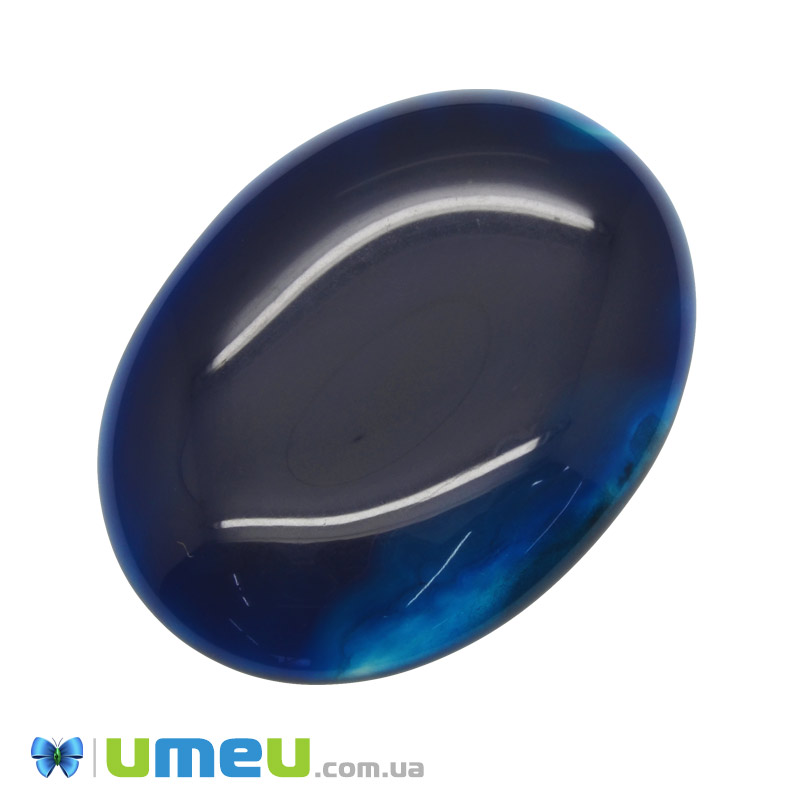 Кабошон нат. камінь Агат синій, Овал, 39,5 х28,7 мм (KAB-050602)