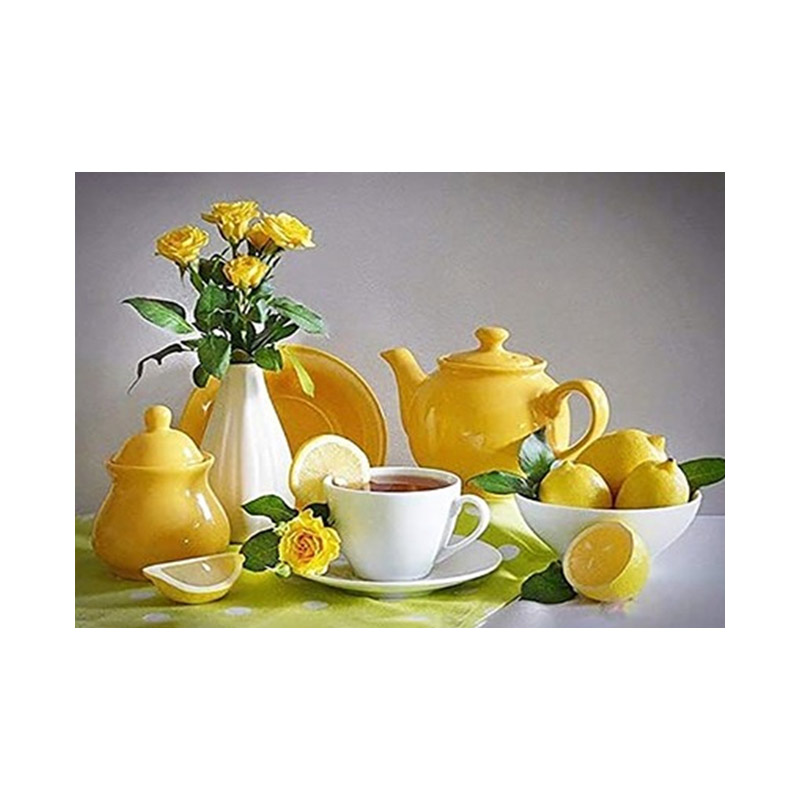 Набір алмазного живопису на підрамнику 50х40 см, Чай з лимоном (SXM-061175)