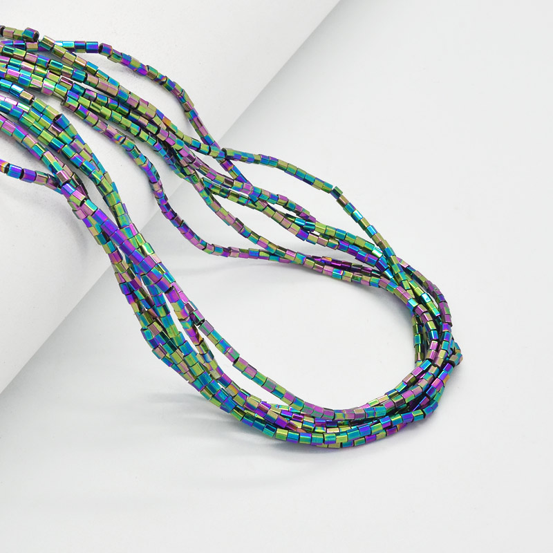 Бусины Гематит, Натур. камень, 2,5 мм, Цилиндр, С покрытием, Ирис (BUS-051764)