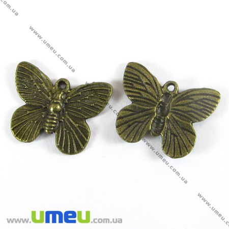 Подвеска метал. Бабочка, 18х15 мм, Античная бронза (POD-003352)