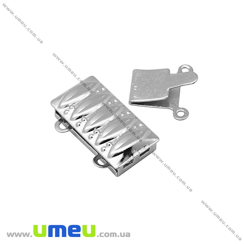 Замок-защіпка на 2 нитки, 16х14 мм, Темне срібло (ZAM-020103)