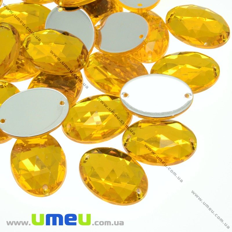 Пришивний кристал пласт. Овал гранований, 18х13 мм, Помаранчевий (KAB-012103)