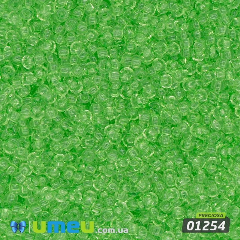 Бісер чеський №153/01254, Салатовий, Прозорий, 10/0 (BIS-043751)
