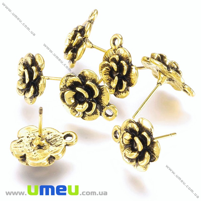 Пусети Троянди, Античне золото, 16х14х11 мм (OSN-028391)