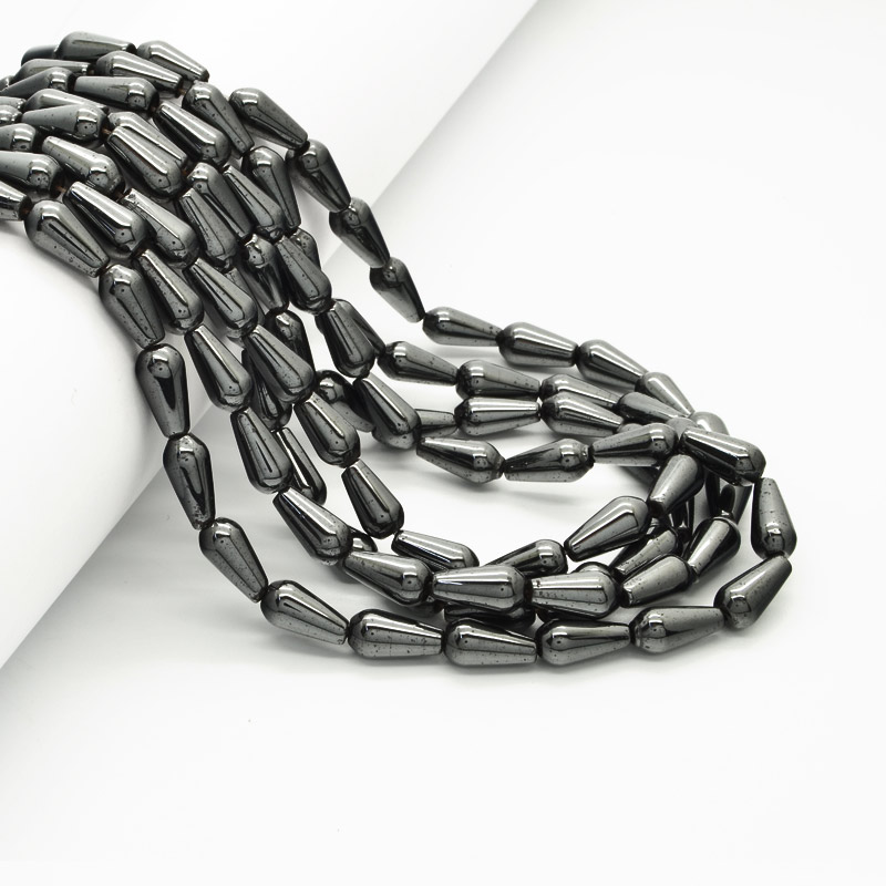 Намистини Гематит, Нат. камінь, Крапля, 6х12 мм (BUS-054029)