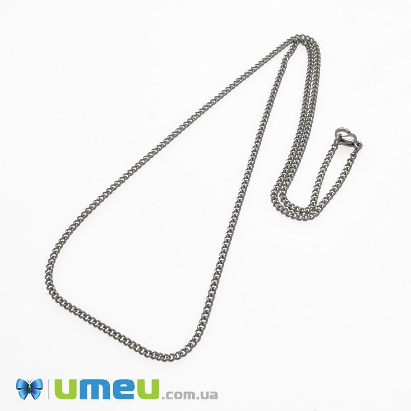 Основа на шию з нерж. ст., Темне срібло, 2,2 мм, 50 см (STL-031438)